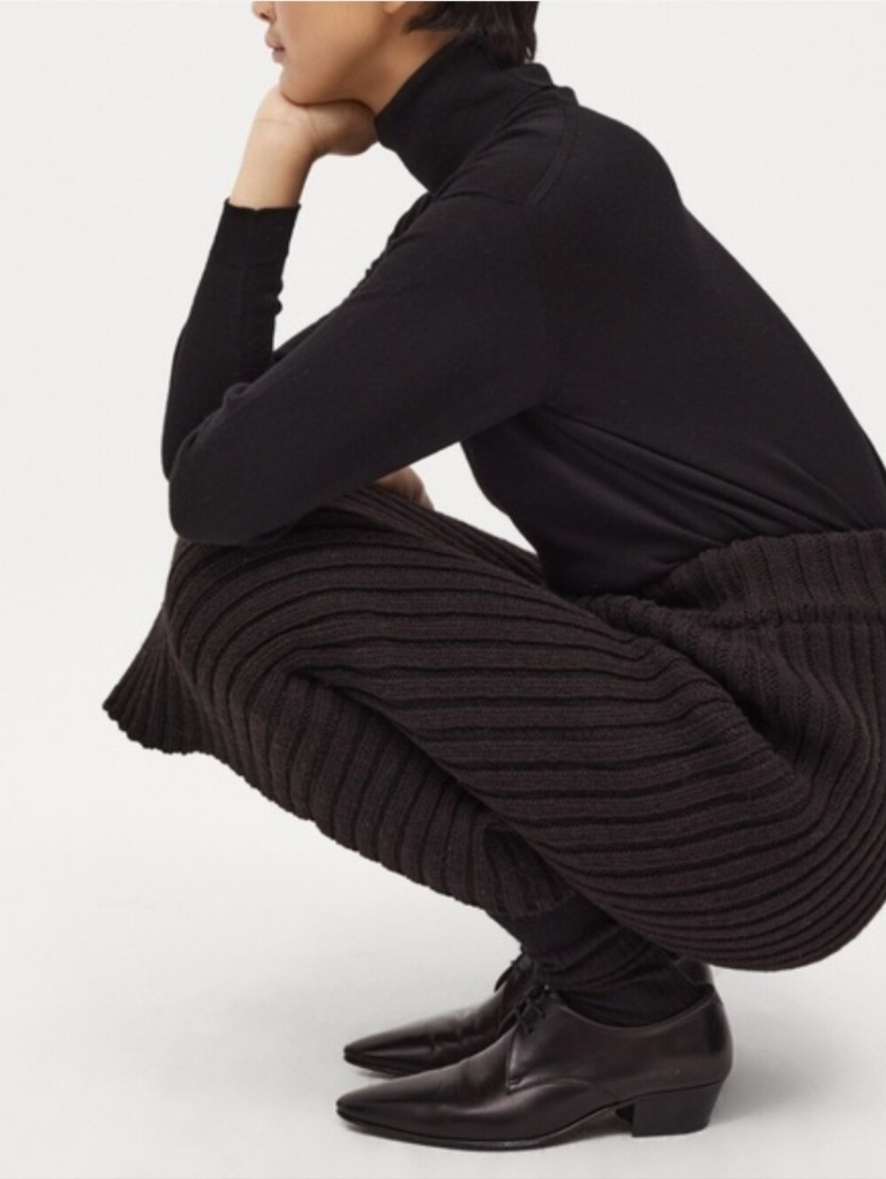 babaa wool knit ribbed black skirt, one size